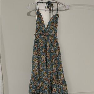 SHEIN Floral Halter Top Dress in Blue and Pink